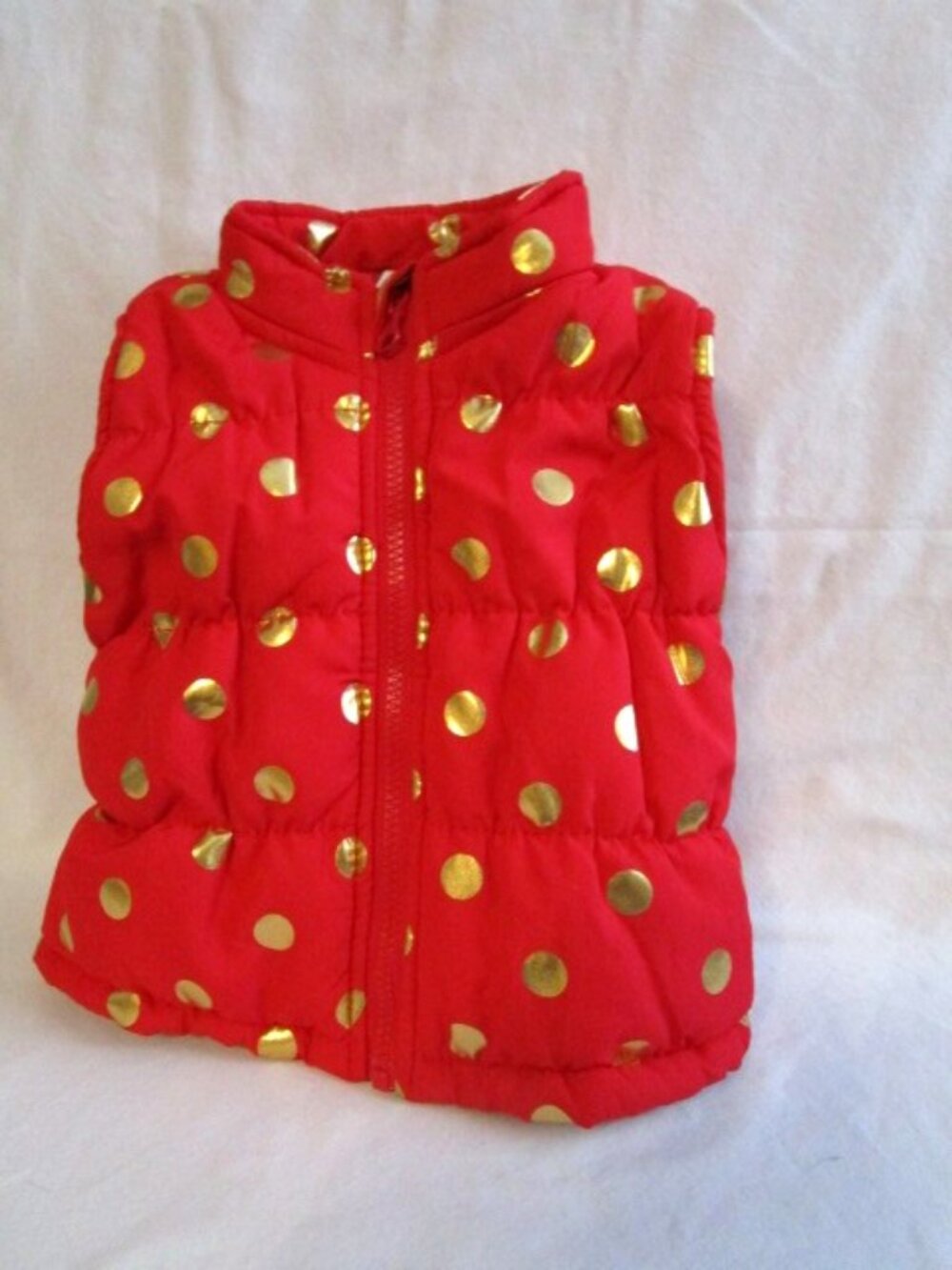 Baby Girls Puffer Vest Healthtex Red with Gold Dots Size 6-9 Months